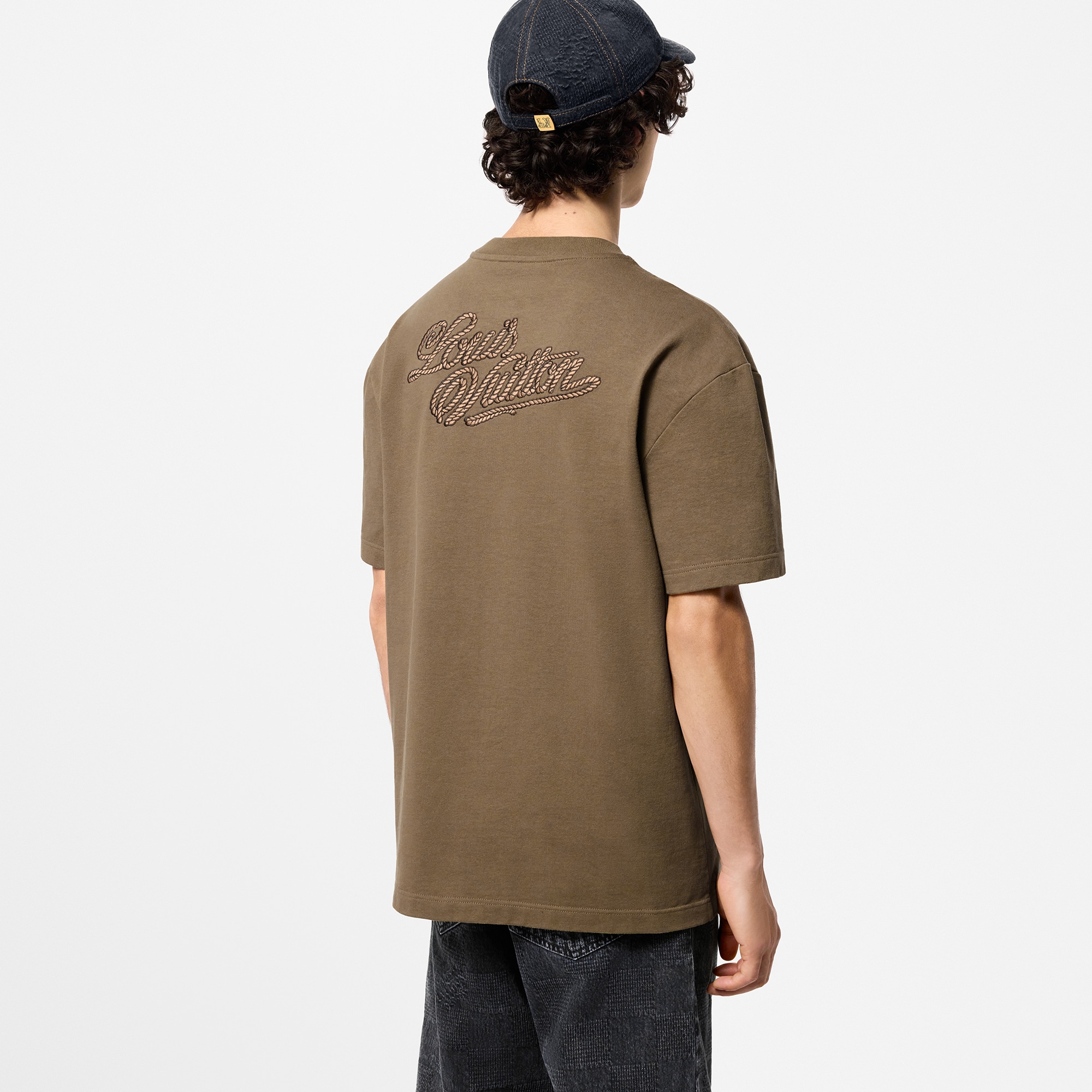 LOUIS VUITTON WARDROBE Tシャツ カーキ ブラウン XS Embroidered Signature Cotton T-Shirt - Obs 15 - 1AFXP1 | LOUIS VUITTON